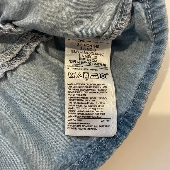 GAP Baby Denim Tiered Shirt Tank Top Blue Chambray 3-6 Months - Picture 3 of 6
